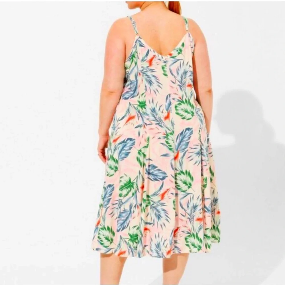 Torrid trapeze midi women’s dress in tropical print size 3 - Picture 2 of 7